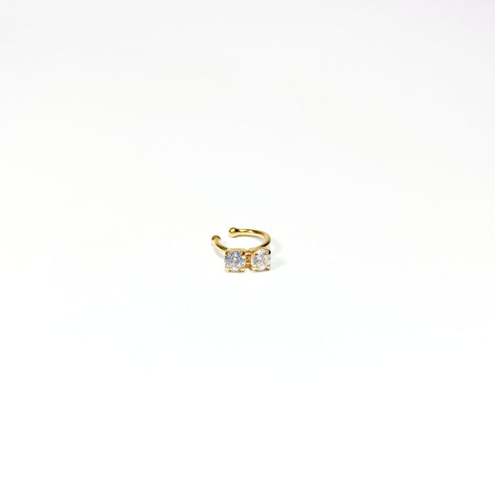 Piercing duplo com zircônias dourado