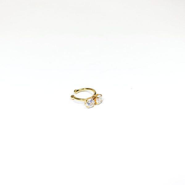 Piercing duplo com zircônias dourado - Imagem 2