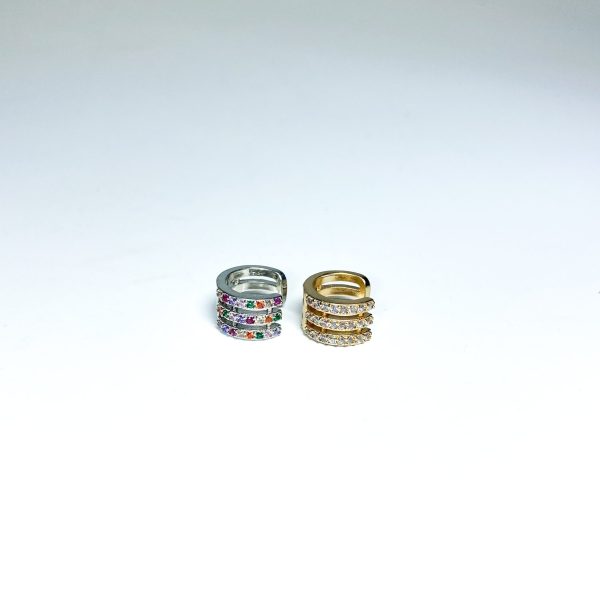 Piercing de três fios com pedras zircônias cristais dourado