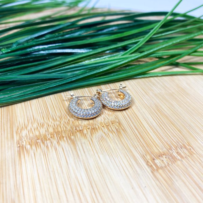 Brinco de argola com pedras cristais