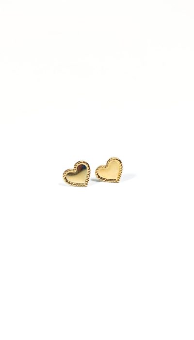 Brinco de coração liso dourado