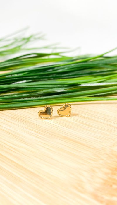 Brinco de coração liso dourado - Image 2